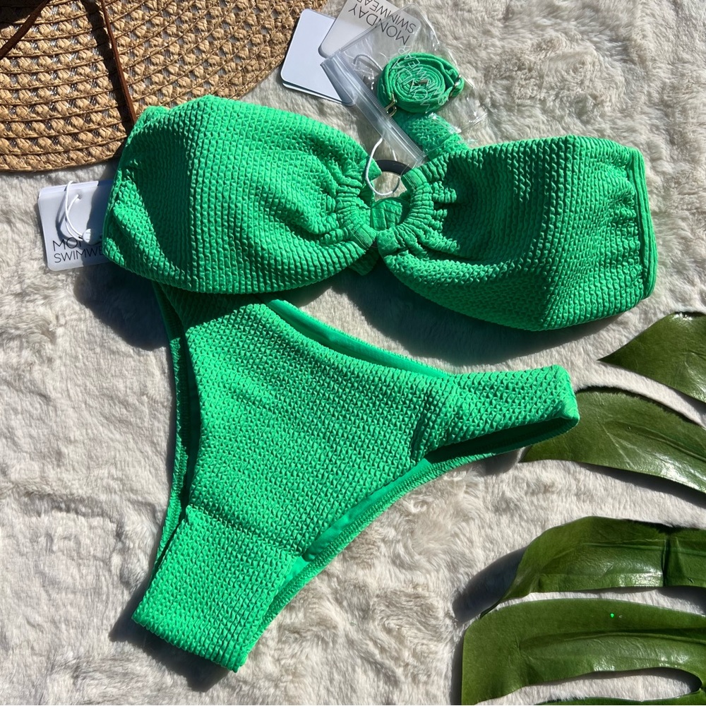 Monday Swim Neon Bandeau Bikini Set S/XS